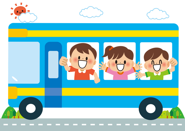 子供向けバスツアーのイラスト